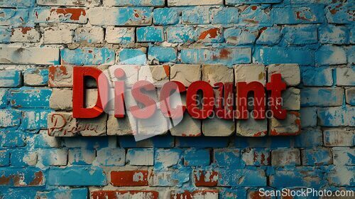 Image of Brick Discount concept creative horizontal art poster.