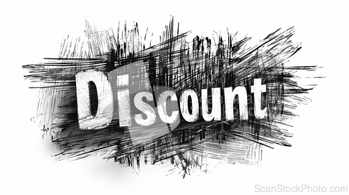 Image of The word Discount created in Charcoal Sketch.