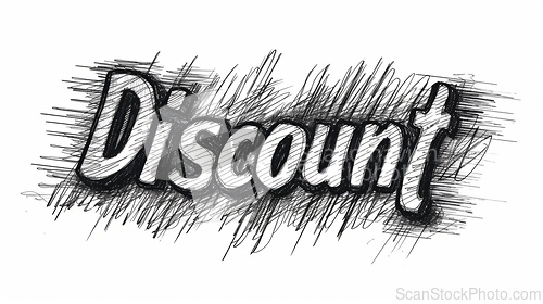 Image of The word Discount created in Charcoal Sketch.