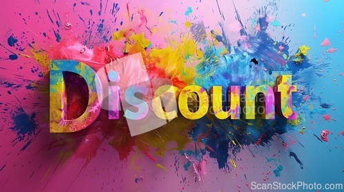 Image of Colorful Discount concept creative horizontal art poster.