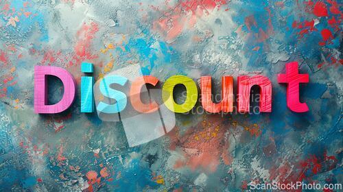 Image of Colorful Discount concept creative horizontal art poster.