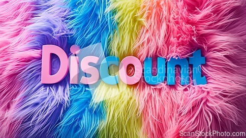 Image of Colorful Fur Discount concept creative horizontal art poster.