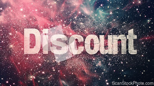 Image of Cosmos Discount concept creative horizontal art poster.
