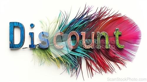 Image of The word Discount created in Feather Letters.