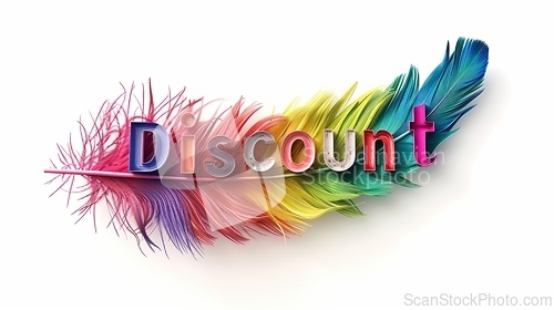 Image of The word Discount created in Feather Letters.