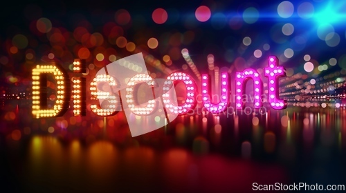 Image of Focused Lighting Discount concept creative horizontal art poster.