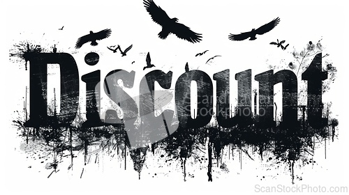 Image of The word Discount created in Gothic Calligraphy.