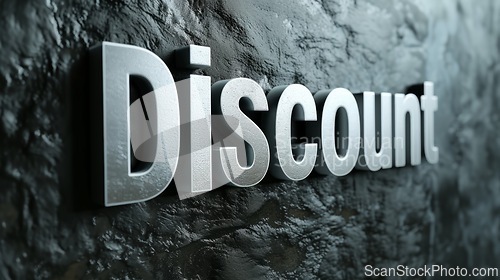 Image of Grey Glossy Surface Discount concept creative horizontal art poster.