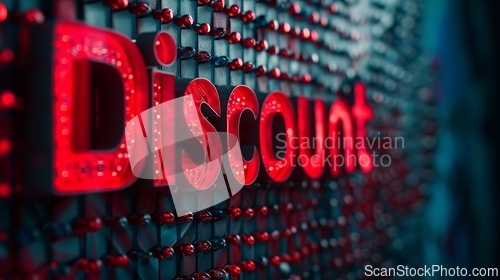 Image of Grey LED Discount concept creative horizontal art poster.