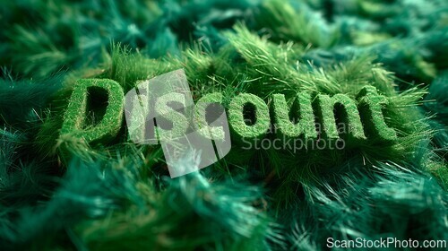 Image of Green Fur Discount concept creative horizontal art poster.