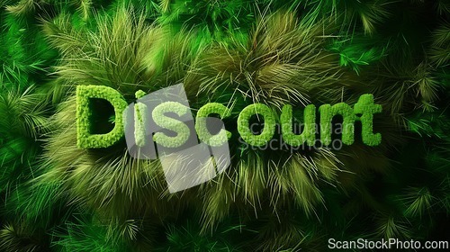 Image of Green Fur Discount concept creative horizontal art poster.