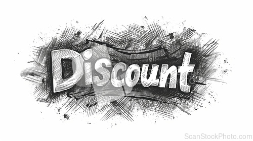 Image of The word Discount created in Ink Drawing.