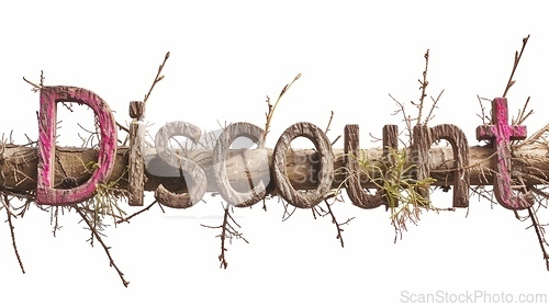 Image of The word Discount created in Maple Twig Letters.