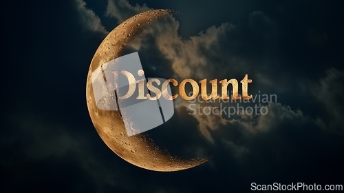 Image of Moon Discount concept creative horizontal art poster.