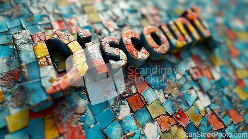 Image of Mosaic Tile Discount concept creative horizontal art poster.