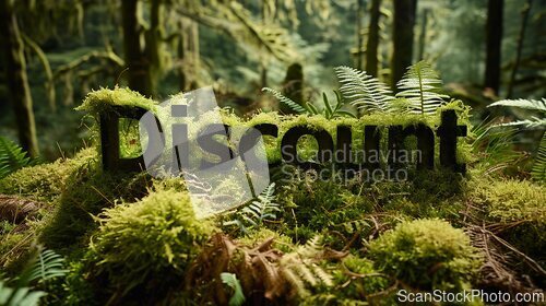 Image of Moss Discount concept creative horizontal art poster.