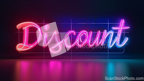 Image of The word Discount created in Neon Lettering.