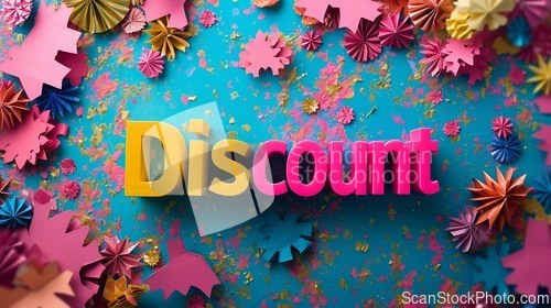 Image of Paper Discount concept creative horizontal art poster.