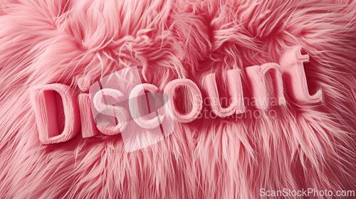 Image of Pink Fur Discount concept creative horizontal art poster.