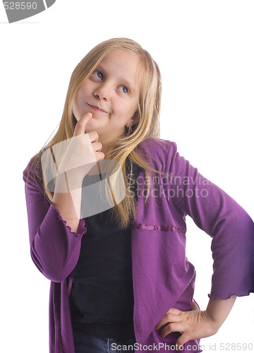 Image of Girl Thinking and Tapping Her Chin