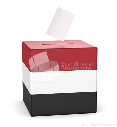 Image of Ballot box with the state flag of Yemen
