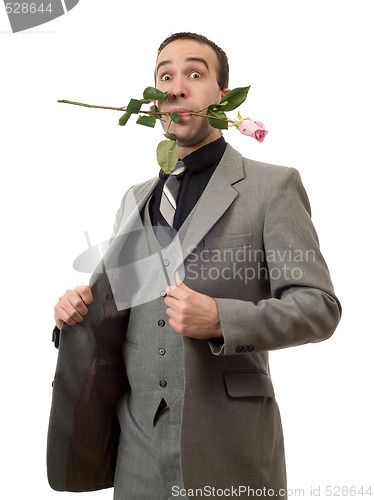 Image of Man With Rose In Mouth