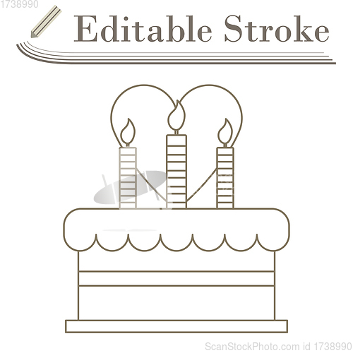 Image of Cacke With Candles And Heart Icon