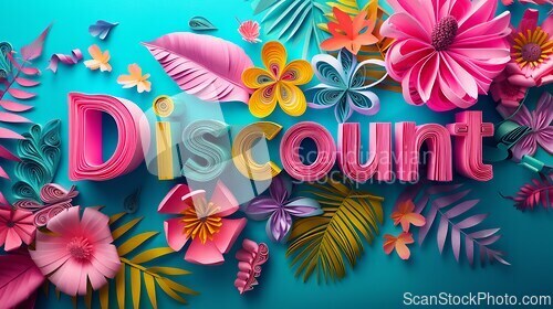 Image of Quilling Paper Art Discount concept creative horizontal art poster.