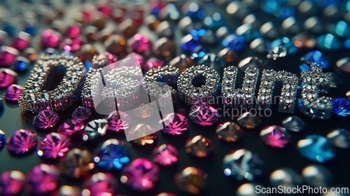 Image of Rhinestones Discount concept creative horizontal art poster.