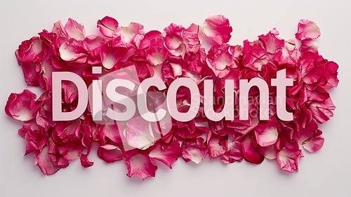 Image of The word Discount created in Rose Petal Letters.