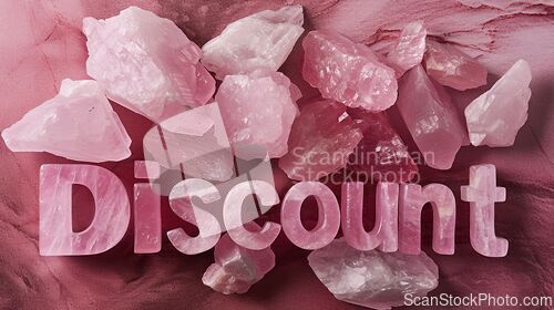 Image of Rose Quartz Crystal Discount concept creative horizontal art poster.