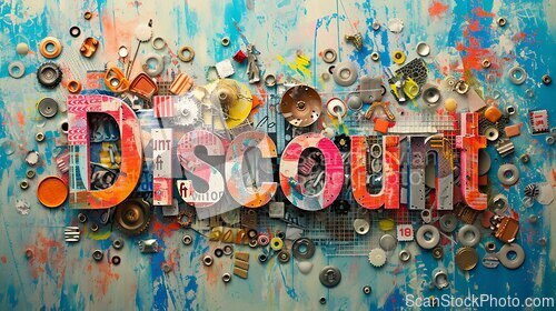 Image of Scrapbooking Discount concept creative horizontal art poster.