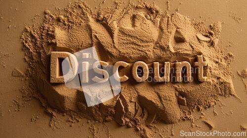 Image of Sand Discount concept creative horizontal art poster.