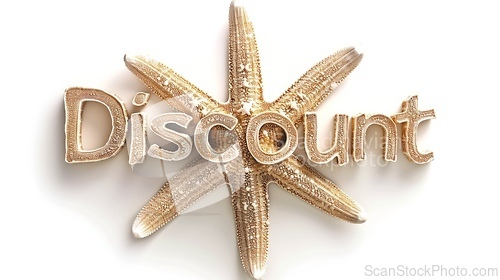 Image of The word Discount created in Starfish Shell Letters.