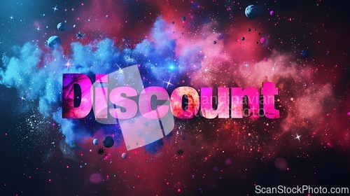 Image of Universe Discount concept creative horizontal art poster.