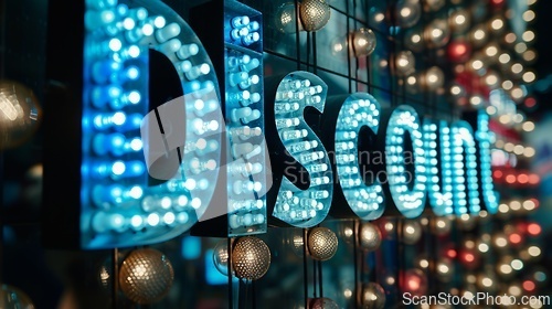 Image of White LED Discount concept creative horizontal art poster.