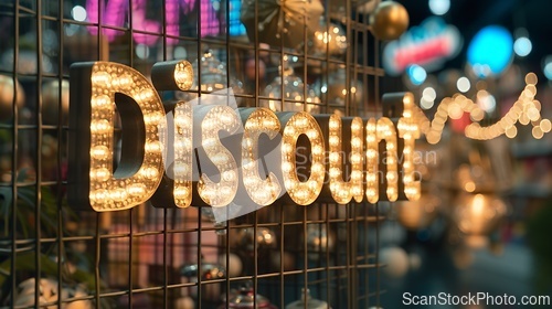 Image of White LED Discount concept creative horizontal art poster.