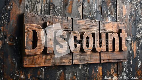 Image of Wooden Rosewood Discount concept creative horizontal art poster.