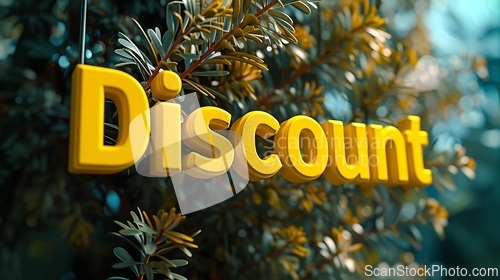 Image of Yellow Discount concept creative horizontal art poster.