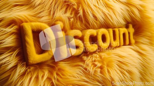 Image of Yellow Fur Discount concept creative horizontal art poster.