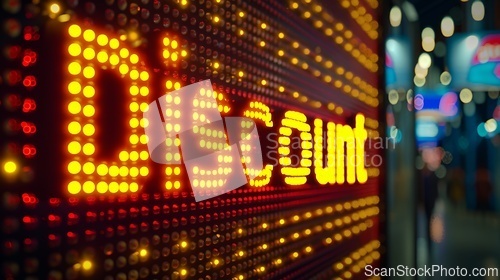Image of Yellow LED Discount concept creative horizontal art poster.