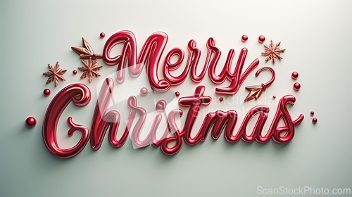 Image of Words Merry Christmas created in 3D Calligraphy.