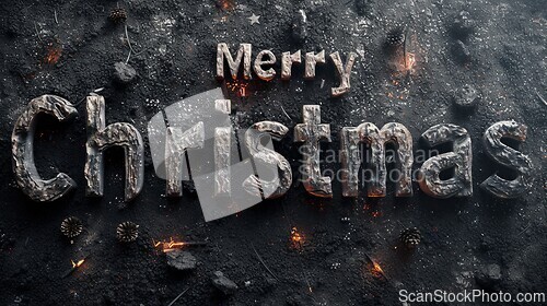 Image of Coal Merry Christmas concept creative horizontal art poster.