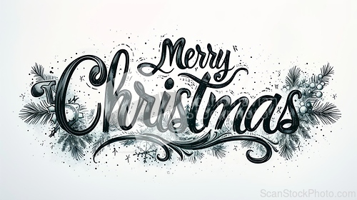 Image of Words Merry Christmas created in Copperplate Calligraphy.