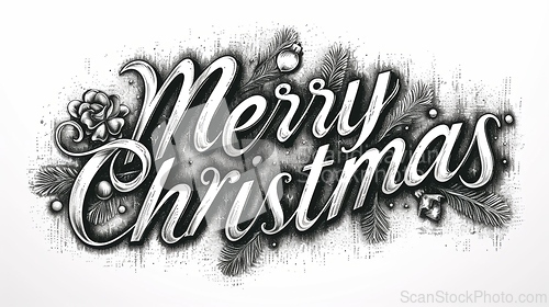 Image of Words Merry Christmas created in Copperplate Calligraphy.