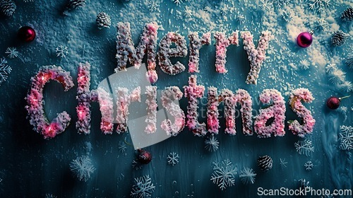 Image of Christmas Merry Christmas concept creative horizontal art poster.