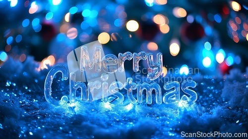 Image of Accent Lighting Merry Christmas concept creative horizontal art poster.