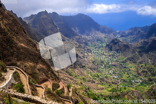 Image of Aerial Hiking trail in Paul Valley, Santo Antao island, Cape Ver