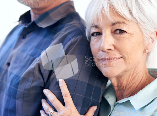 Image of Portrait, senior couple and woman with partner for love, care or bonding together in studio. Face, people or elderly person with commitment to marriage, loyalty or healthy relationship in retirement