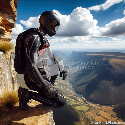 Image of base jumping off a cliff